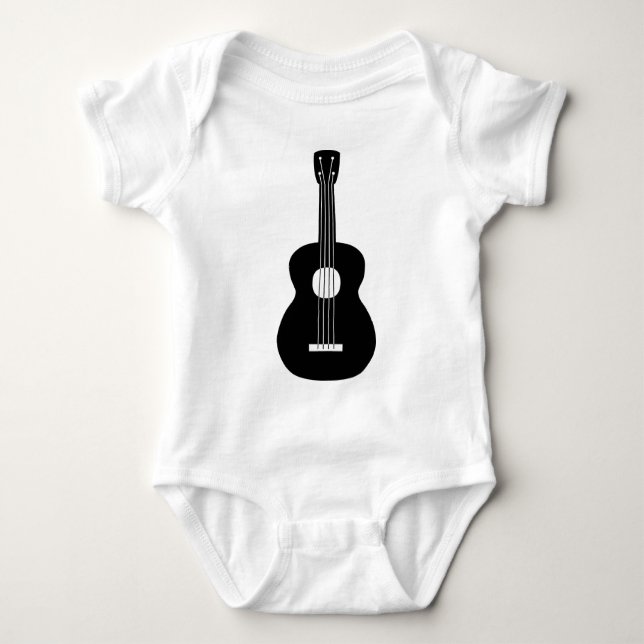 Ukulele - Black Baby Bodysuit (Front)