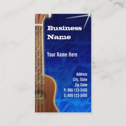 Ukulele Over Bright Blue Background Ukulelist Business Card