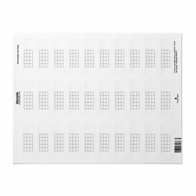Ukulele Chord Chart 5-Fret Gray Template Stickers (Full Sheet)
