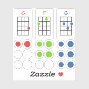 Ukulele Chord Stickers for Learning Chords C F G