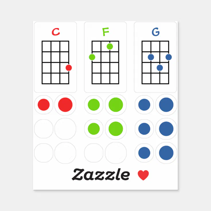 Chord Stickers for Learning | F G | Zazzle