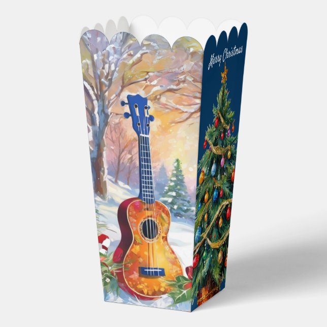 Ukulele Christmas Tree Popcorn Favor Boxes (Front)