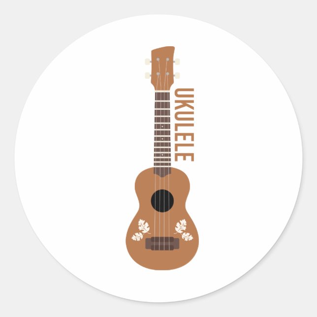 Ukulele Classic Round Sticker (Front)