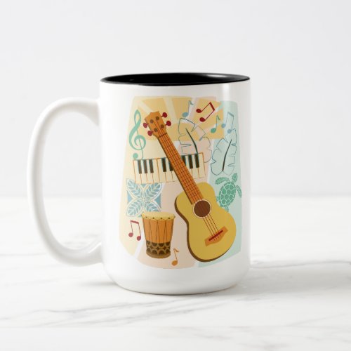 Ukulele Collage Two_Tone Coffee Mug