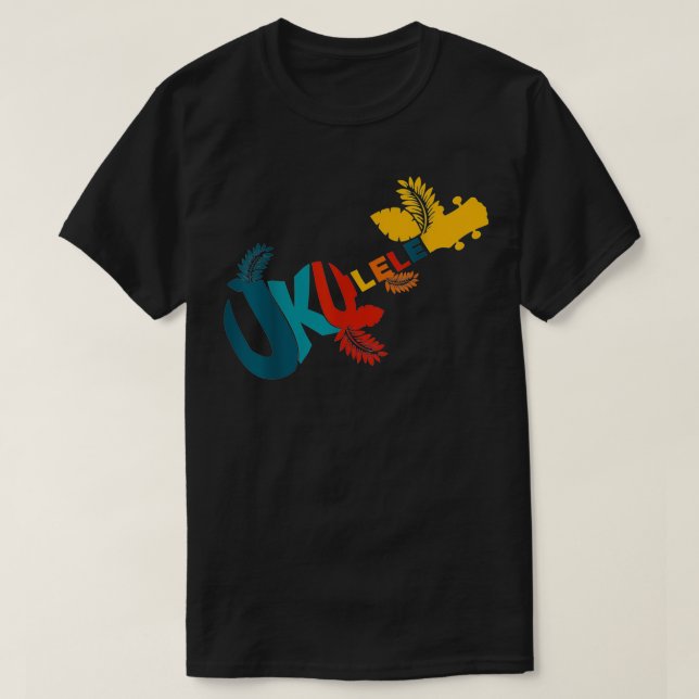 Ukulele Colorful Hawaiian Music Uke Player Gift  T-Shirt (Design Front)