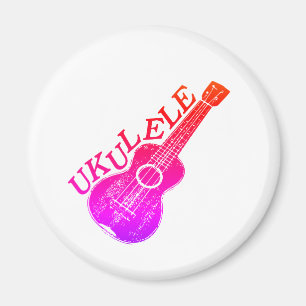 Ukulele Colorful Text And Image Magnet