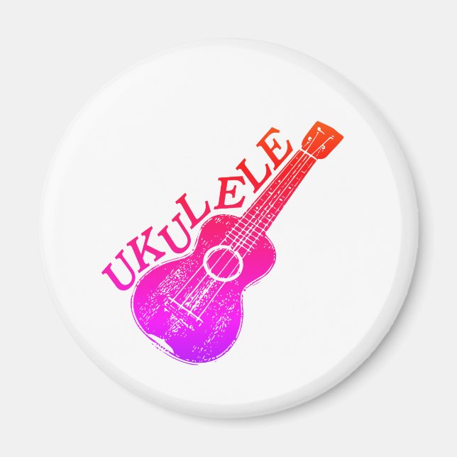 Ukulele Colorful Text And Image Magnet (Front)