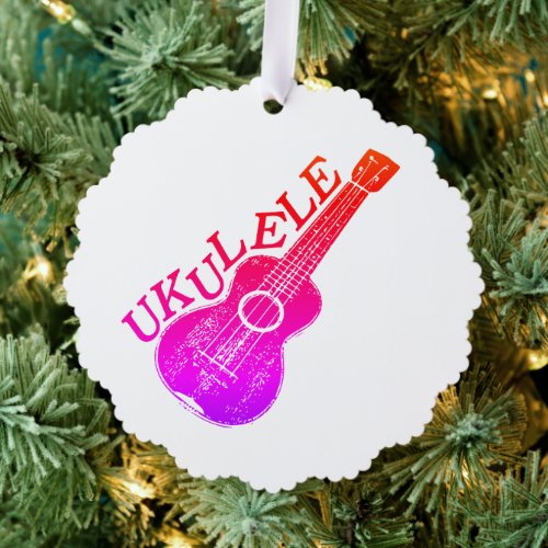 Ukulele Colorful Text And Image  Ornament Card