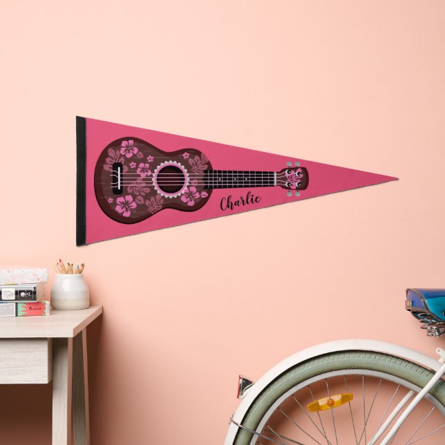 Ukulele custom name pennant flag (Front)