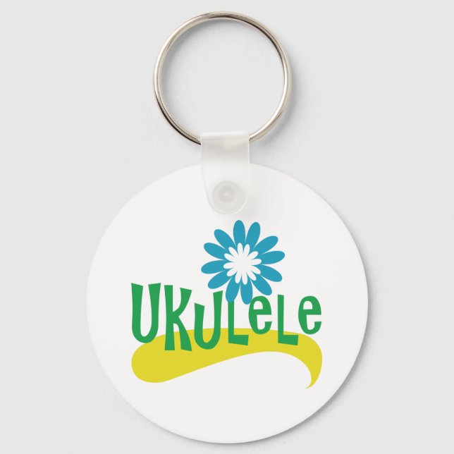 Ukulele Fun Colorful Flower Keychain (Front)