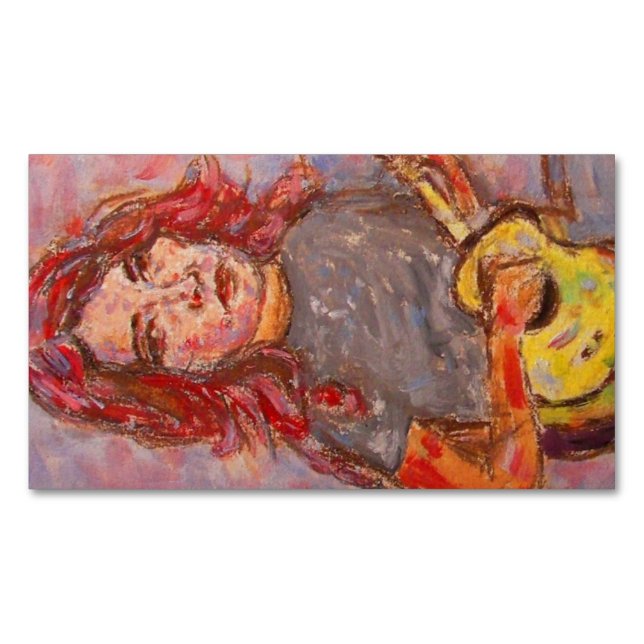 Ukulele Girl Business Card Magnet (Front)