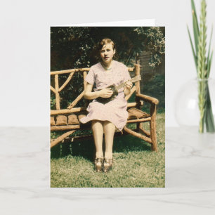 Ukulele Girl Singing August 1930 Vintage Photo Card