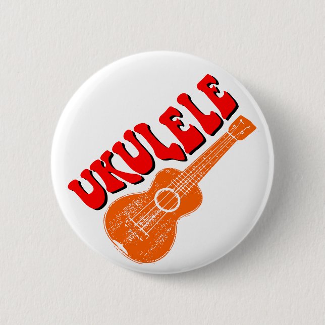 Ukulele Groovy Text Art Button (Front)