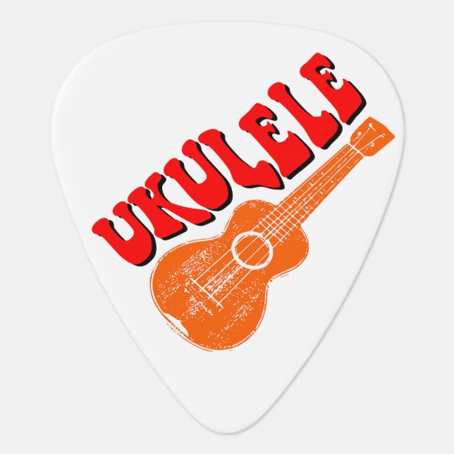Ukulele Groovy Text Art Guitar Pick (Front)
