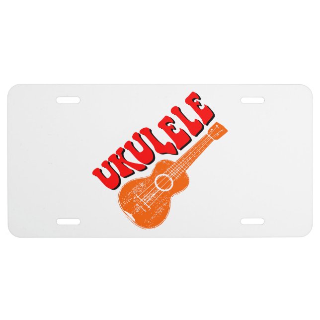 Ukulele Groovy Text Art License Plate (Front)