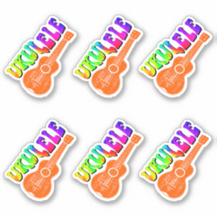 Ukulele Groovy Text Art Prints Sticker