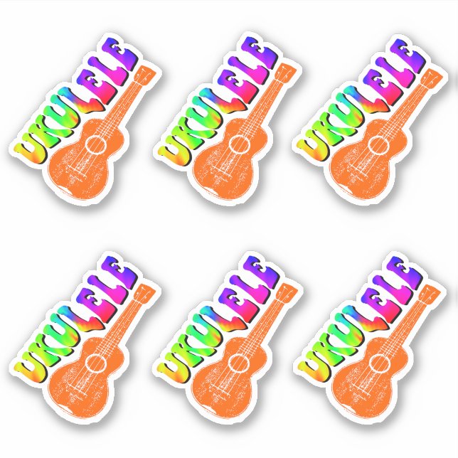 Ukulele Groovy Text Art Prints Sticker (Front)