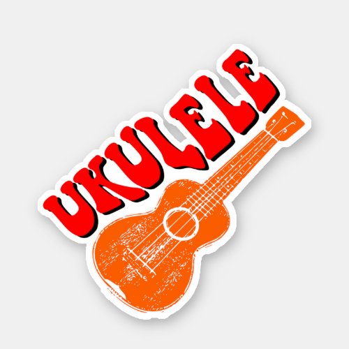Ukulele Groovy Text Art Sticker
