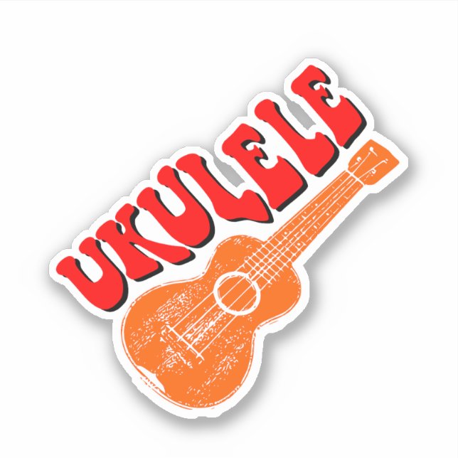 Ukulele Groovy Text Art Sticker (Front)