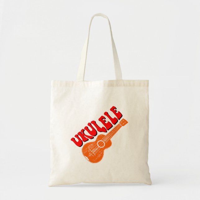 Ukulele Groovy Text Art Tote Bag (Front)