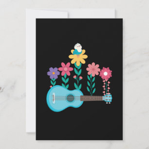 Ukulele Guitar Flowers Music Acoustic Bass Gift Invitation