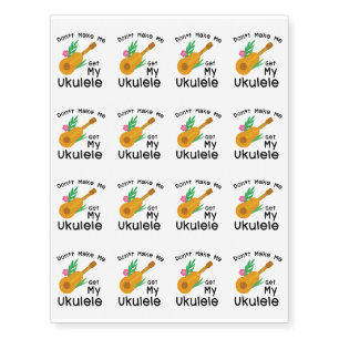 Ukulele Guitar Player Hawaii Music Temporary Tattoos