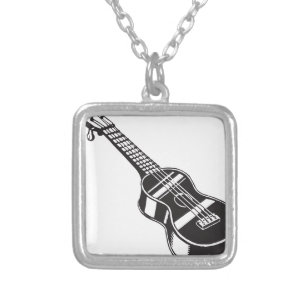 Ukulele Hawaian Instrument Cute Unique Guitar Hawa Silver Plated Necklace