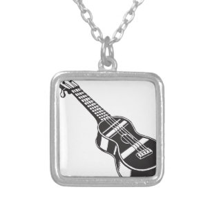 Ukulele Hawaian Instrument Cute Unique Guitar Hawa Silver Plated Necklace