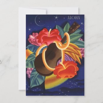 Ukulele Hibiscus Aloha Hawaiian Luau Invitations by layooper at Zazzle