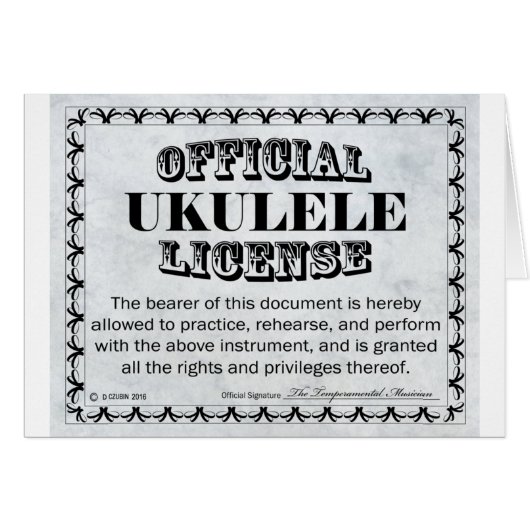 Ukulele License Cards (Front Horizontal)