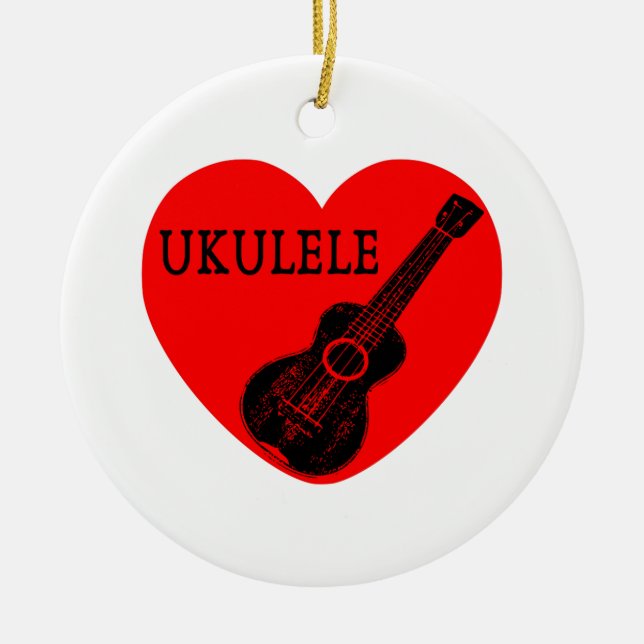 Ukulele Love Ceramic Ornament (Front)