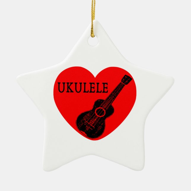 Ukulele Love Ceramic Ornament (Front)