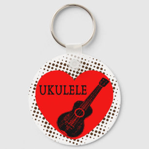 Ukulele Love Dot Pattern Keychain