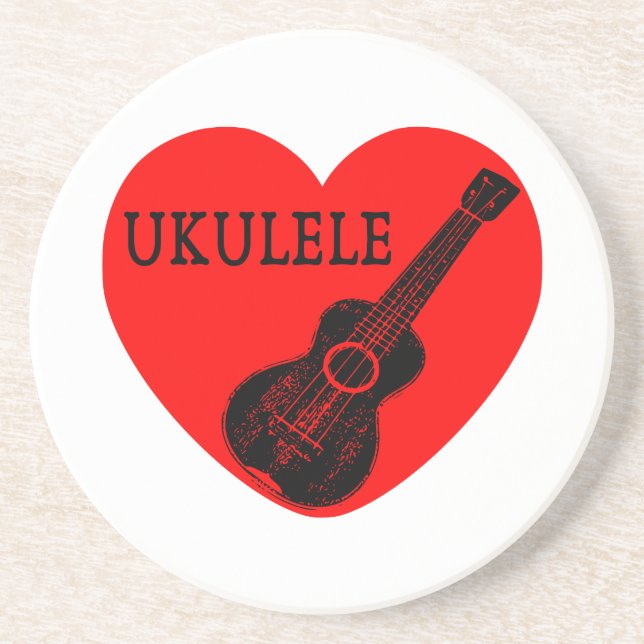 Ukulele Love Drink Coaster (Front)