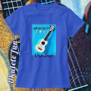 Ukulele Love in Pretty Shades of Blue T-Shirt