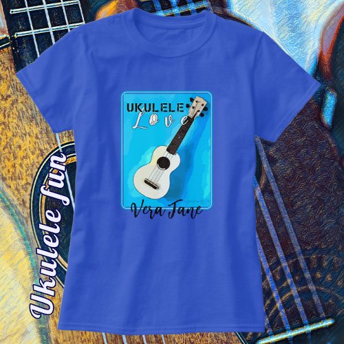 Ukulele Love in Pretty Shades of Blue T_Shirt