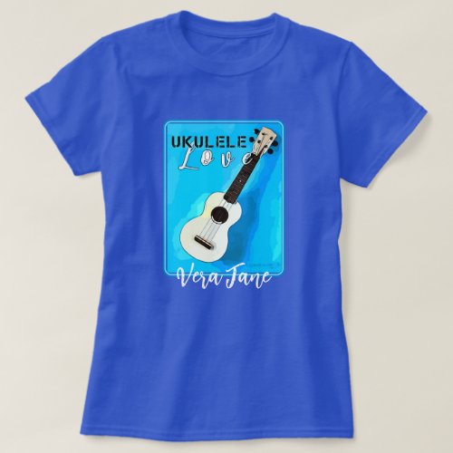 Ukulele Love in Pretty Shades of Blue T_Shirt