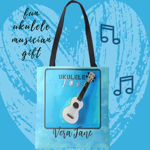 Ukulele Love in Pretty Shades of Blue Tote Bag