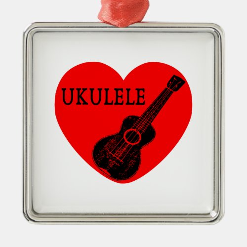 Ukulele Love Metal Ornament