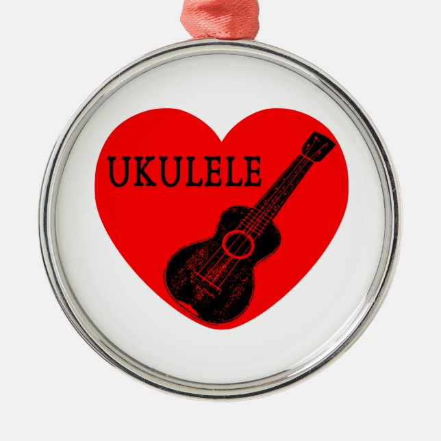 Ukulele Love Metal Ornament (Front)