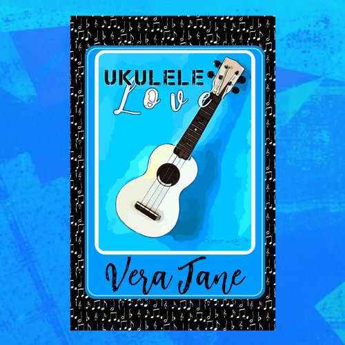 Ukulele Love Shades of Blue with Name Magnet