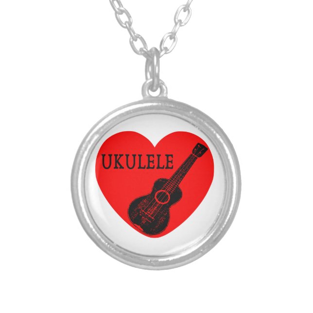 Ukulele Love Silver Plated Necklace (Front)
