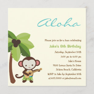 Ukulele Monkey Luau Party Invitation