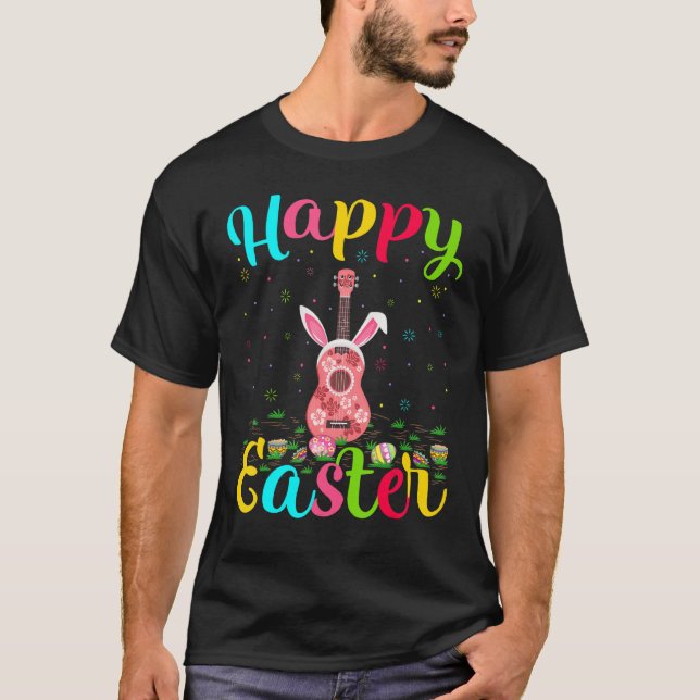Ukulele Music Easter Egg Bunny Ukulele Happy Easte T-Shirt (Front)