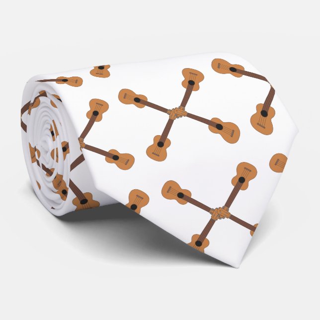 Ukulele Music Instrument (white) Neck Tie (Rolled)