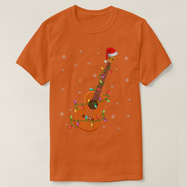 Ukulele Music Lover Xmas Lights Santa Ukulele Chri T-Shirt (Design Front)