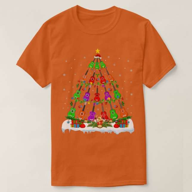 Ukulele Music Lover Xmas Lights Ukulele Christmas  T-Shirt (Design Front)