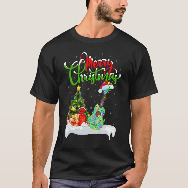 Ukulele Music   Xmas Decorations Santa Ukulele Chr T-Shirt (Front)
