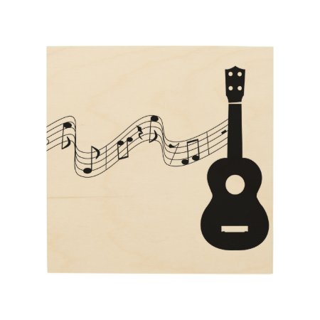 Ukulele Musical Notes 8"x8" Wood Wall Art