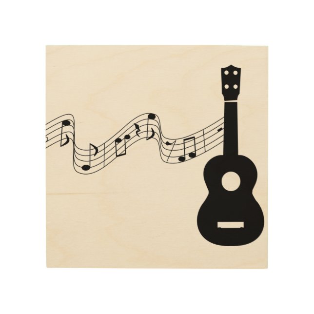 Ukulele Musical Notes 8"x8" Wood Wall Art (Front)